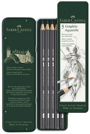 Een faber-castell potlood grafiete aquarele 5 stuks etui koop je bij NiceSupplies.nl