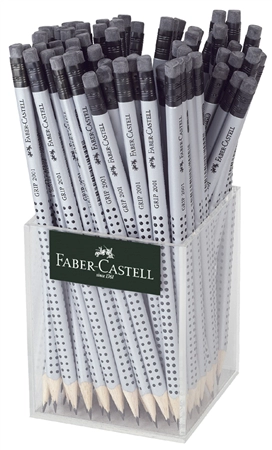 Een faber-castell potlood grip 2001 met gum in koker koop je bij NiceSupplies.nl