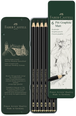 Een faber-castell potlood pitt grafiete mat 6 stuks etui koop je bij NiceSupplies.nl