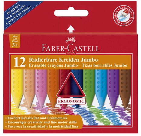 Een faber-castell radeerbare krijt jumbo 12 stuks etui koop je bij NiceSupplies.nl