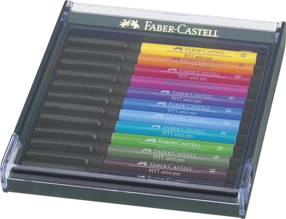 Een faber-castell tekenpen pitt artist pen 12 stuks etui basic koop je bij NiceSupplies.nl