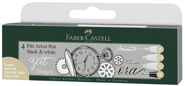 Een faber-castell tekenpen pitt artist pen 4 stuks etui koop je bij NiceSupplies.nl