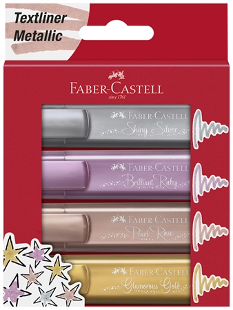 Een faber-castell tekstmarker tekstliner 1546 metallic 8 stuks etui koop je bij NiceSupplies.nl