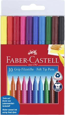 Een faber-castell viltstiften grip colour marker 10 stuks etui koop je bij NiceSupplies.nl