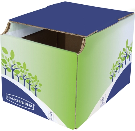 Een fellowes bankers box recycling-houder klein groen-blauw koop je bij NiceSupplies.nl