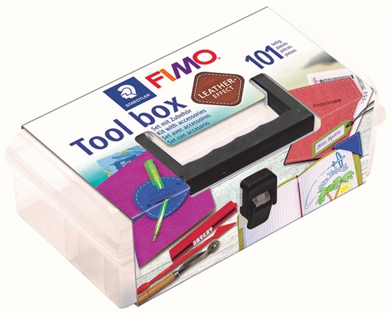 Een fimo werkzeug-set 'tool box' 15-delig inkl boetseerklei koop je bij NiceSupplies.nl