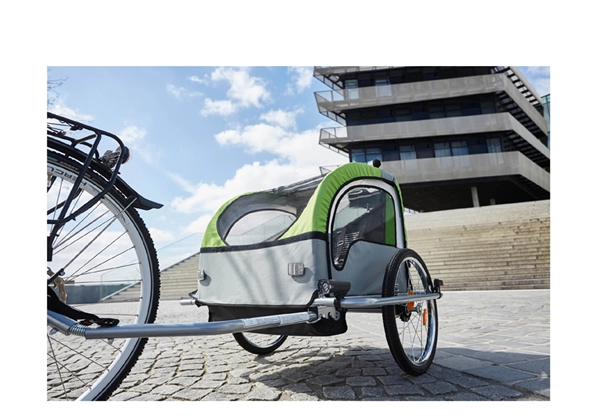 Een fischer kinder-fietsaanhanger comfort zwart-groen koop je bij NiceSupplies.nl