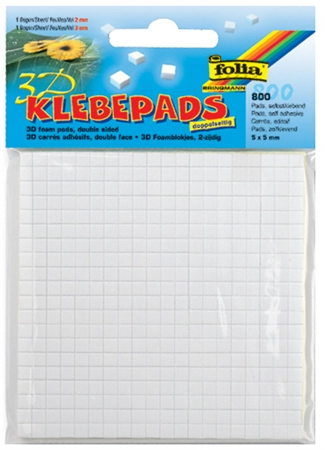 Een folia 3d-kleefpads 5x5mm wit assorti koop je bij NiceSupplies.nl