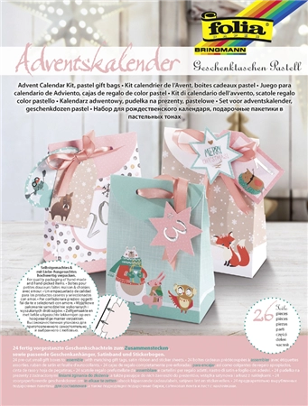 Een folia adventskalender geschenktaschen pastel 26-delig koop je bij NiceSupplies.nl