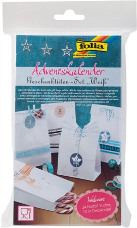 Een folia adventskalender papiert?ten blanko wit koop je bij NiceSupplies.nl