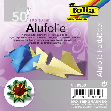 Een folia alu-vouwblaadjes 100x100 mm 50 vel assorti koop je bij NiceSupplies.nl