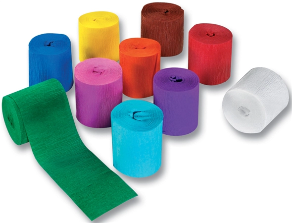 Een folia crepeband b50mmxl10 m assorti kleuren koop je bij NiceSupplies.nl