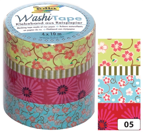 Een folia deco-plakband washi-tape tropical 4 stuks set koop je bij NiceSupplies.nl