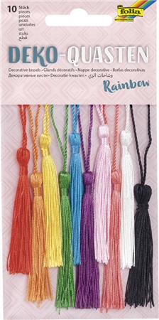 Een folia deco-quasten rainbow 10-assorti koop je bij NiceSupplies.nl