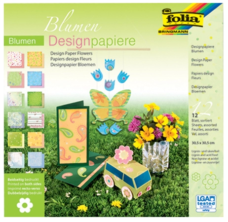 Een folia designpapierblok bloemen 305x305mm 12 vel koop je bij NiceSupplies.nl