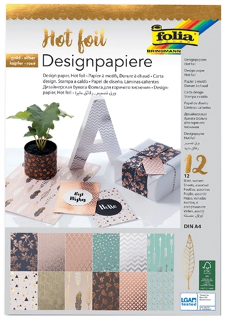 Een folia designpapierblok hotfoil din a4 165gr 12 vel koop je bij NiceSupplies.nl