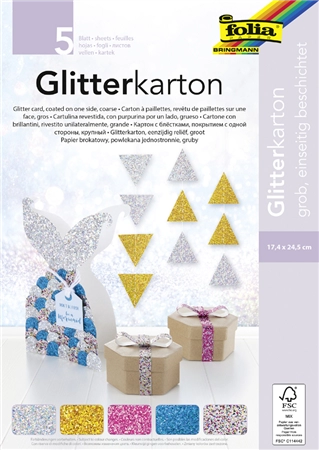 Een folia glitterkarton grob 174x245 mm 300gr koop je bij NiceSupplies.nl