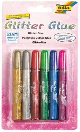 Een folia glitterlijm glitterglue 9-5 ml assorti gekleurd koop je bij NiceSupplies.nl