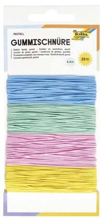 Een folia gummischn?re pastel 4 kleuren à 5 m assorti koop je bij NiceSupplies.nl