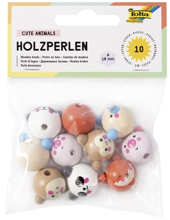 Een folia houten kralen cute animals rond koop je bij NiceSupplies.nl