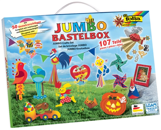 Een folia knutselpapier-koffer jumbo 107-delig koop je bij NiceSupplies.nl