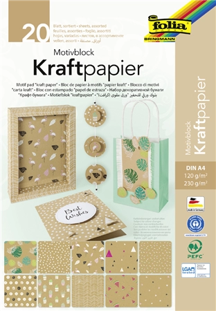 Een folia motivblok kraftpapier 240x340mm 20 vel koop je bij NiceSupplies.nl