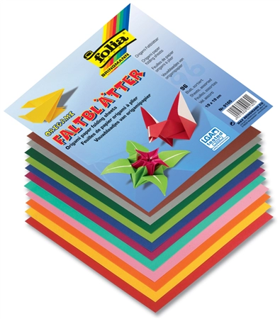 Een folia origami-vouwblaadjes 130x130mm assorti kleuren koop je bij NiceSupplies.nl