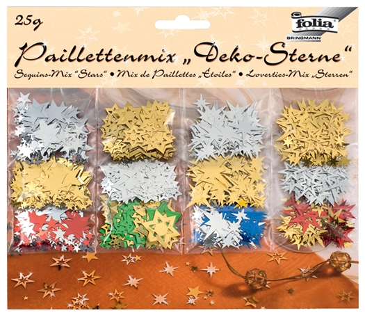 Een folia paillettenmix-streusierraden deco-ster assorti koop je bij NiceSupplies.nl