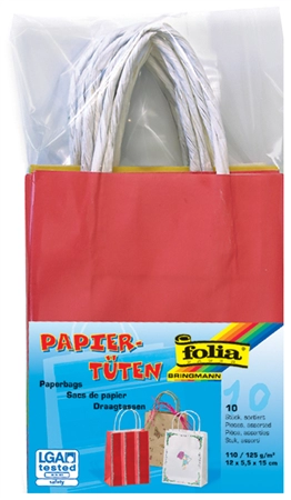 Een folia papieren tassen kraftpapier 120x55x150mm assorti koop je bij NiceSupplies.nl