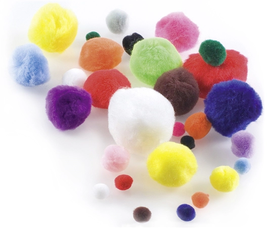 Een folia pompons 100 stuks formaten en kleuren assorti koop je bij NiceSupplies.nl