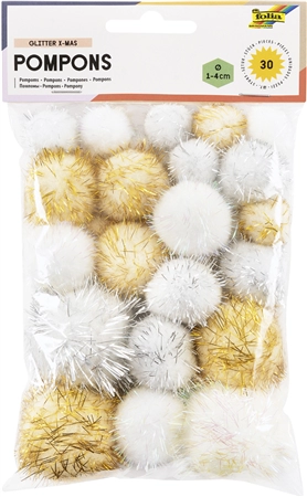 Een folia pompons glitter x-mas grootte assortie koop je bij NiceSupplies.nl