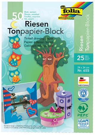 Een folia riesen gekleurd papierblok b240xh340mm 130gr koop je bij NiceSupplies.nl