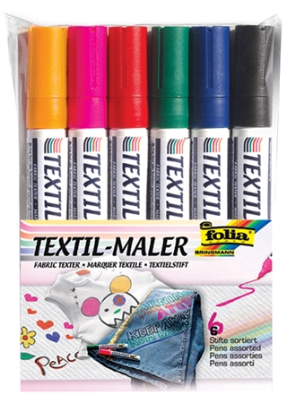 Een folia textielmarker 12 stuks set assorti kleuren koop je bij NiceSupplies.nl