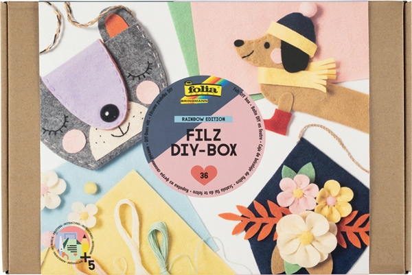 Een folia vilt diy-box rainbow edition 36-delig koop je bij NiceSupplies.nl