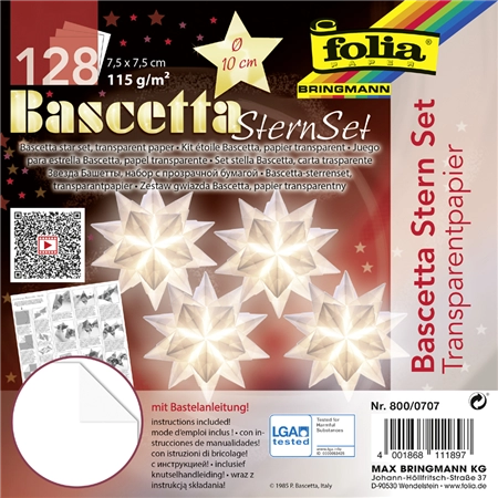 Een folia vouwblaadjes bascetta-sterren 75x75 mm rood koop je bij NiceSupplies.nl