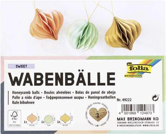 Een folia wabenbälle sweet 3 stuks set kugeln koop je bij NiceSupplies.nl