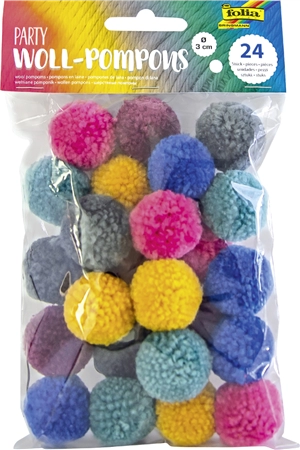 Een folia woll-pompons elegance 24 stuk gekleurd assorti koop je bij NiceSupplies.nl