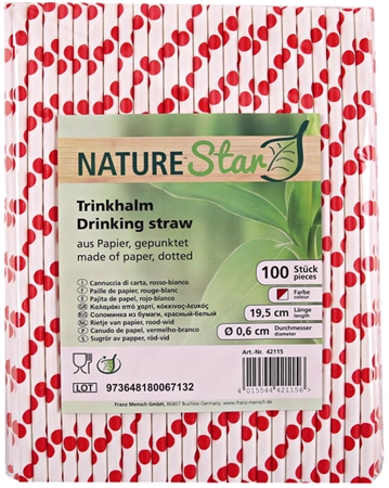 Een franz mensch papier-rietje nature star 197mm groen-wit koop je bij NiceSupplies.nl