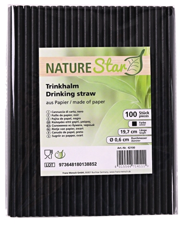 Een franz mensch papier-rietje nature star 197mm zwart koop je bij NiceSupplies.nl