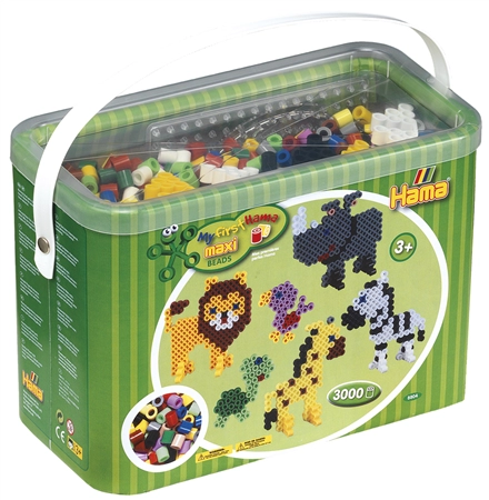 Een hama stijkkralen maxi + 3 stiftplaten in emmer koop je bij NiceSupplies.nl