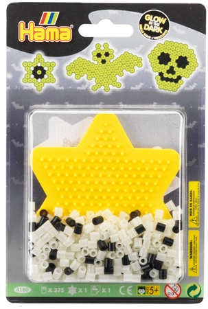 Een hama stijkkralen midi grusel/glow in the dark in blister koop je bij NiceSupplies.nl