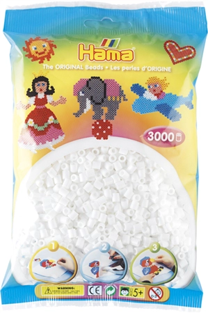 Een hama stijkkralen midi wit in zak 3.000 stuks koop je bij NiceSupplies.nl