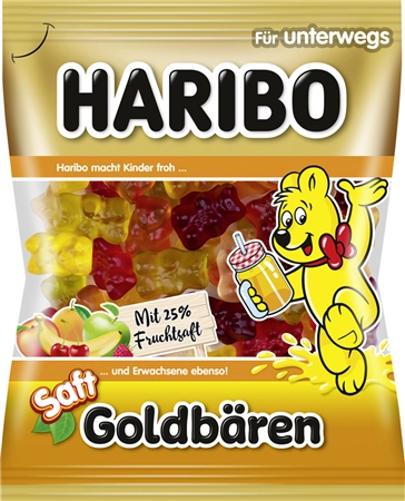 Een haribo fruchtgummi saft-goldbären 160 g zak koop je bij NiceSupplies.nl