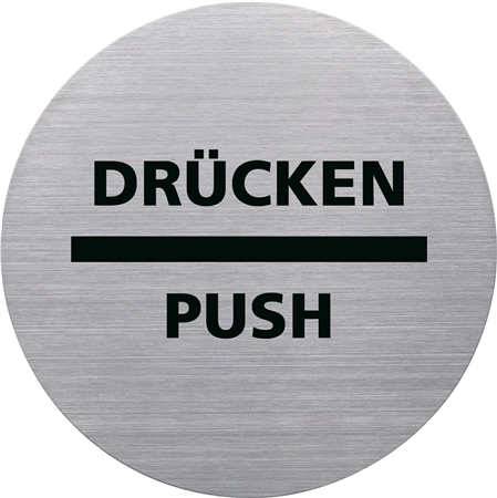 Een helit pictogram drÜcken-push diameter 115 m zilver koop je bij NiceSupplies.nl