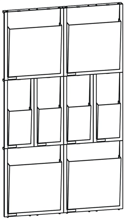 Een helit wanddisplay placativ 6 vakken din a4 hoog en 12 vakken koop je bij NiceSupplies.nl