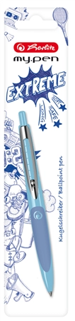 Een herlitz balpen met drukknop my pen lichtblauw/donkerblauw koop je bij NiceSupplies.nl