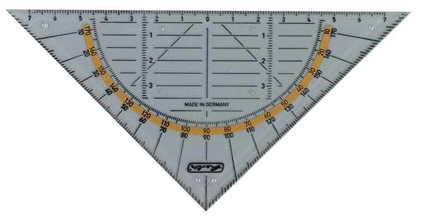 Een herlitz geodriehoek hypotenusa 160mm met griplijst koop je bij NiceSupplies.nl