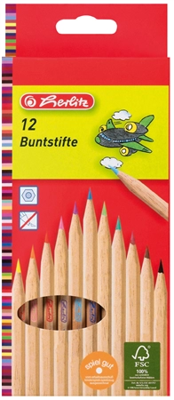 Een herlitz kleurpotloden 12 stuks etui naturelhout koop je bij NiceSupplies.nl