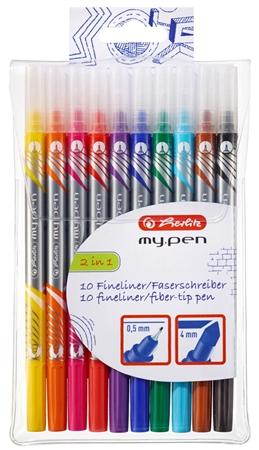 Een herlitz viltstift/fineliner my pen 10 stuks etui koop je bij NiceSupplies.nl