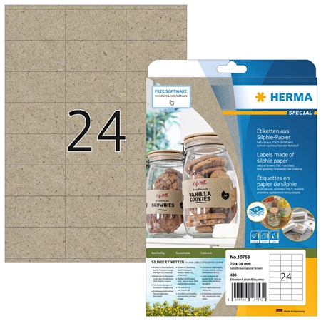 Een herma etiketten van silphie-papier 105x148 mm naturbruin koop je bij NiceSupplies.nl